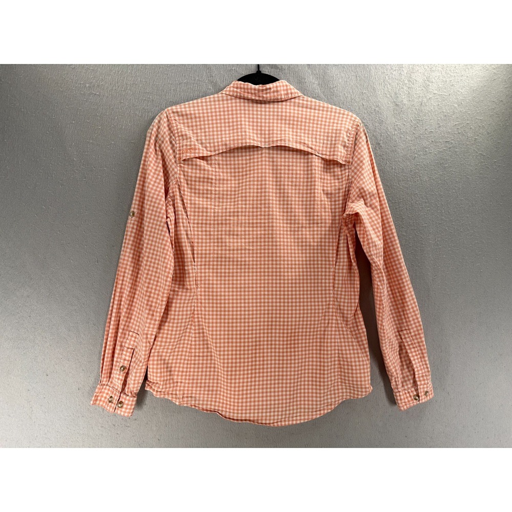 Orvis River Guide Top Womens M Orange White Vented Gingham Shirt Hiking Outdoor - Picture 4 of 14
